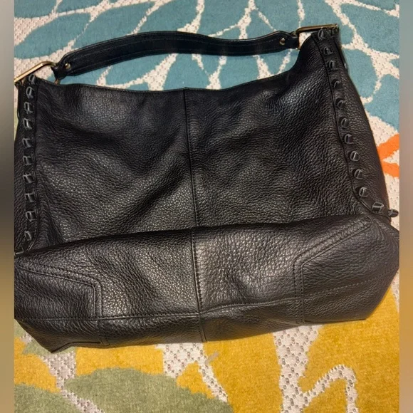 Vince Camuto Axmin Black Pebbled Leather Hobo Bag - Picture 3 of 8